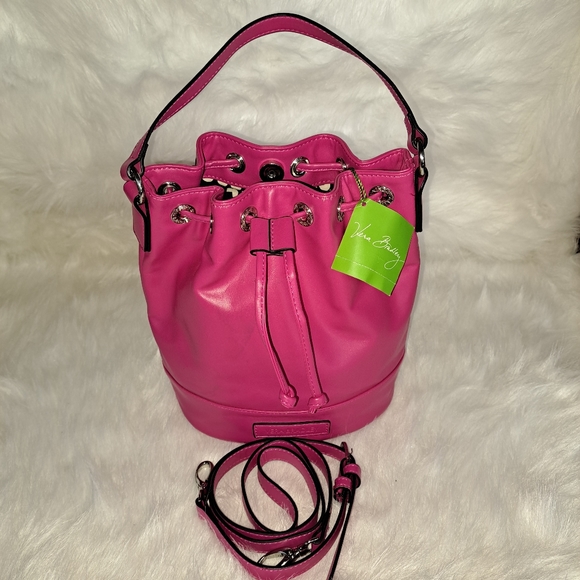 Vera Bradley Handbags - Vera Bradley pink leather bucket purse NWT